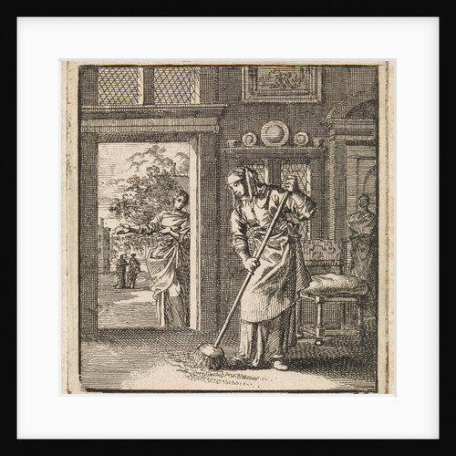 Woman sweeps the floor of a house by Pieter Arentsz & Cornelis van der Sys II