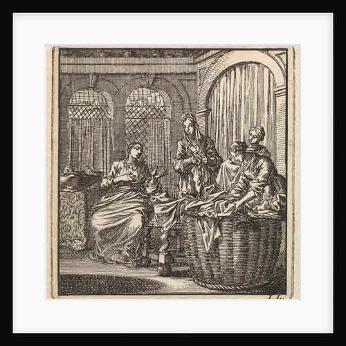 Four women next to a laundry basket by Pieter Arentsz & Cornelis van der Sys II
