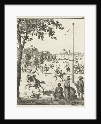 Persians on horseback practicing with bow and arrow by Pieter Jansz