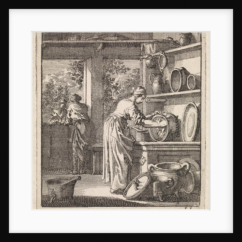 Woman cleans a pot by Pieter Arentsz & Cornelis van der Sys II