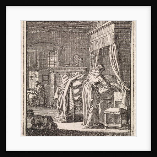 Woman collects a bed sheet by Pieter Arentsz & Cornelis van der Sys II