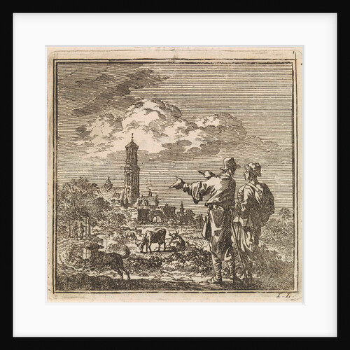 Two men watching a church tower by Pieter Arentsz & Cornelis van der Sys II