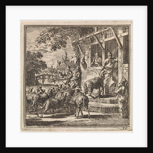 Sheep are led inside a butcher's by Pieter Arentsz & Cornelis van der Sys II