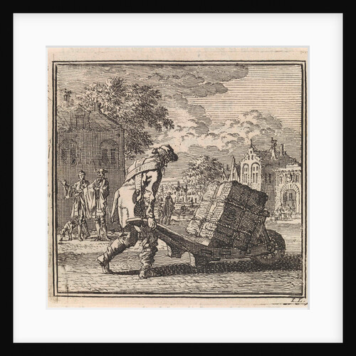Man carrying a heavy package on a wheelbarrow by Arentsz Pieter Cornelis van der Sys II