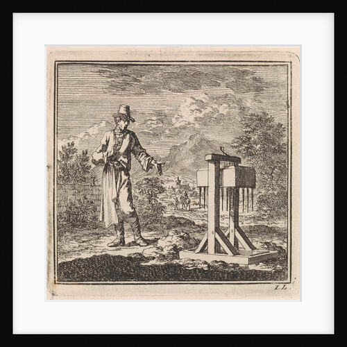 Man points at a mole trap by Pieter Arentsz & Cornelis van der Sys II