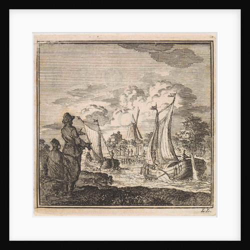 Two men watching sailing ships by Pieter Arentsz & Cornelis van der Sys II