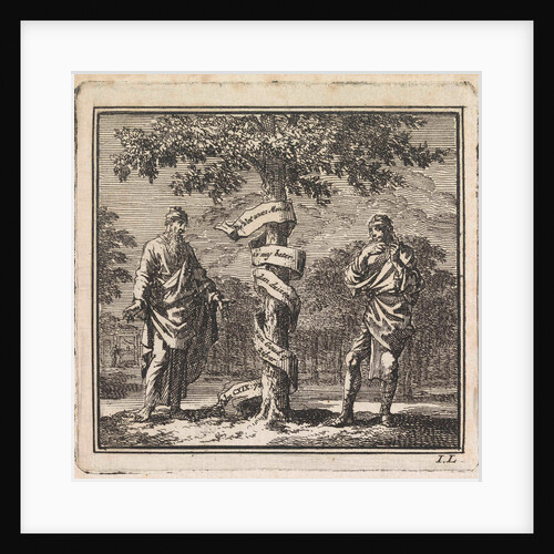 Old and young man in a tree with ribbon by Pieter Arentsz & Cornelis van der Sys II