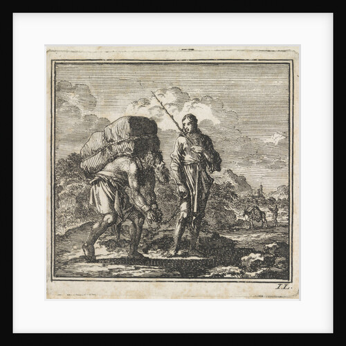 Stooping and chained man is led by the soul by Pieter Arentsz & Cornelis van der Sys II