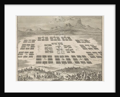 Tent Camps of the twelve tribes of Israel arranged around the tabernacle by Pieter Mortier