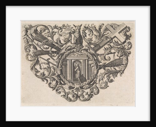 The image of Christ is contained in an ornamental frame with floral motifs and Christian symbols by Caspar Luyken