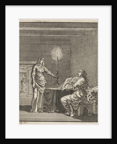 Woman reading in a dark room with a candle by Cornelis van der Sys