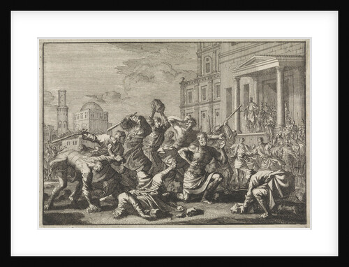Herod lets his barber Tryphon, Tyro and his son be stoned on suspicion of treason by Pieter Mortier