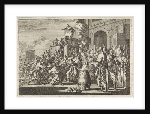 Battle between Jews and Greeks in front of the synagogue in Caesarea, Israel by Pieter Mortier