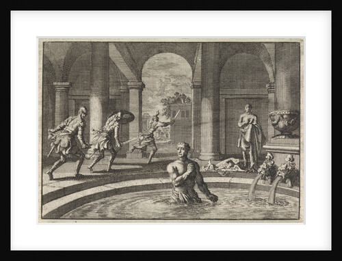 Armed enemies flee when they see Herod in bath after his victory over the army of Antigonus by Pieter Mortier