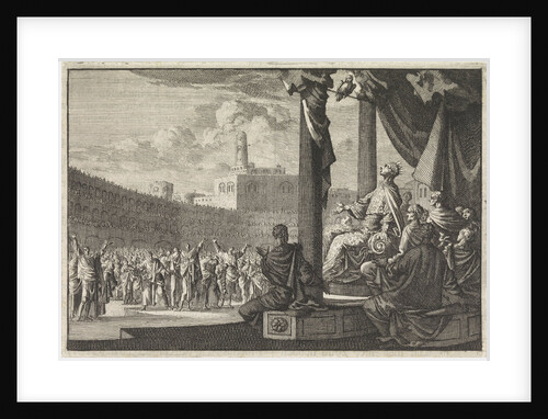 King Agrippa sees an owl above his throne by Pieter Mortier