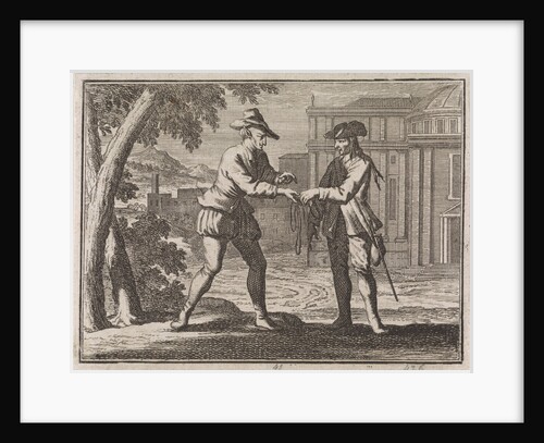 Devil handing a piece of string to a nobleman who has become poor by Christoph Weigel