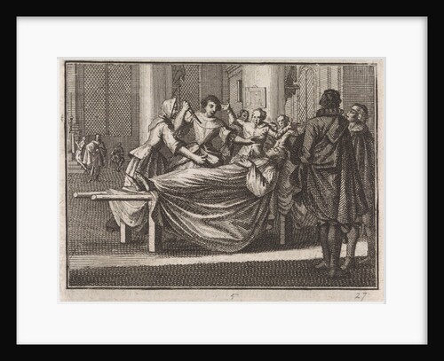 Mistress of a dead man stabs himself with a dagger by Christoph Weigel