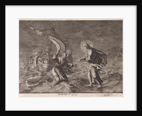 Christ walking on water during a storm on the Sea of Galilee by Pieter Mortier