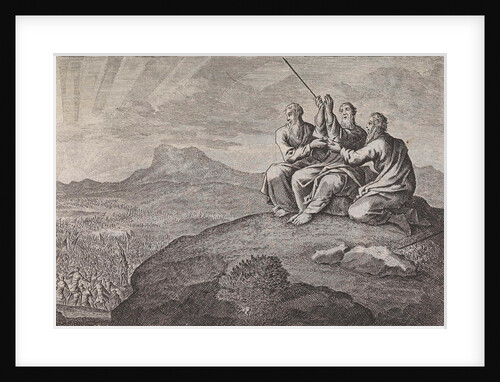 Aaron and Hur strut Moses' hands during the struggle of the people of Israel against the Amalekites by Pieter Mortier