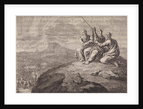 Aaron and Hur strut Moses' hands during the struggle of the people of Israel against the Amalekites by Pieter Mortier