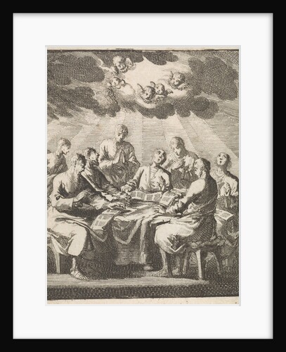 Eight men singing around a table by Jacobus van Hardenberg