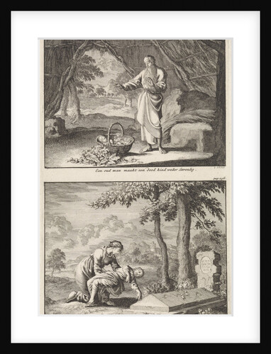 Resurrection of a dead child and a woman bringing her dead child to the tomb of Saint Stephen by Barent Visscher