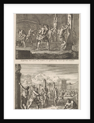 Christians are flogged in a cell and Christians are flogged in public by Barent Visscher