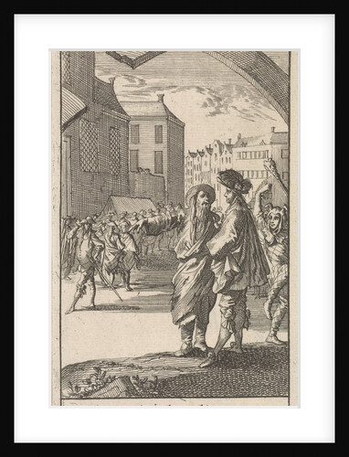 Procession with a jester in the foreground by Jan Claesz ten Hoorn