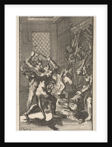 The Registrar is attacked by four men dressed as devils by Jan Claesz ten Hoorn