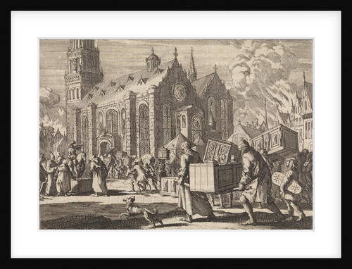 Residents of Spiers bringing in good faith their furniture to the Cathedral where they are then burned by the French General Monclar by Pieter van der Aa I