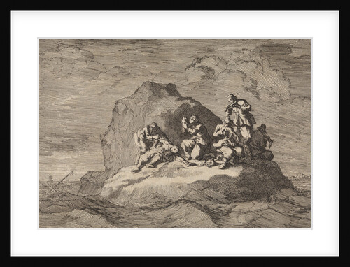 Sad state of seven sailors from the ship The Karseboom, wrecked at Halmstad by Pieter van der Aa I