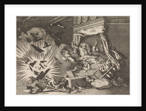 Explosion of a bomb in a house on the Ebbingestraat Groningen, The Netherlands 1672 by Pieter van der Aa I