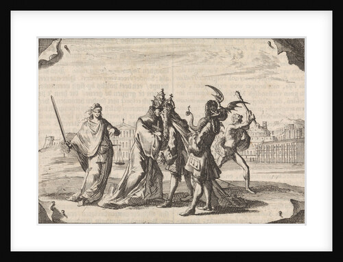 Cartoon about the struggle between Louis XIV and Pope Innocent XI by Pieter van der Aa I