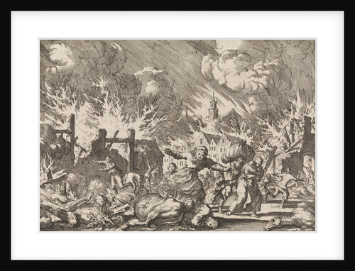 Fire in Trondheim, Norway 1681 by Pieter van der Aa I