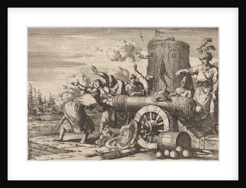 During the French bombardment of Algiers the French consul is loaded in a cannon by the Algerians and killed by Anonymous