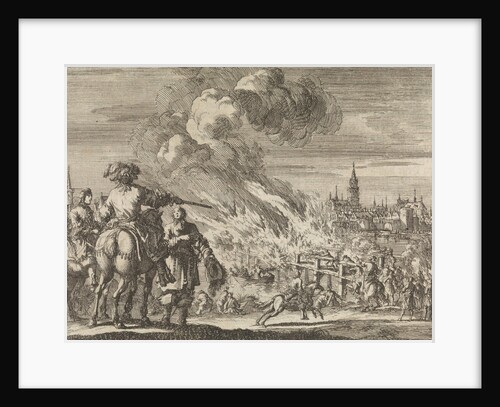 Louis, Grand Condé lets the bridge of Strasbourg burn, 1672 by Pieter van der Aa I