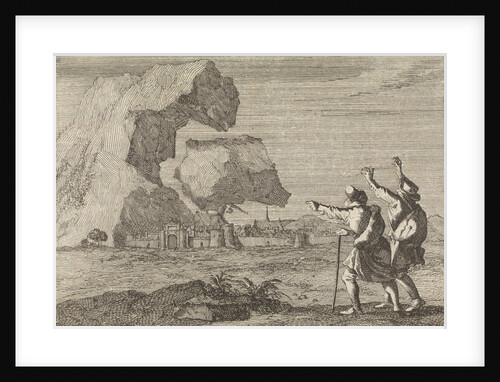 Salzburg, Austria, is destroyed by a crumbling mountain by Pieter van der Aa I