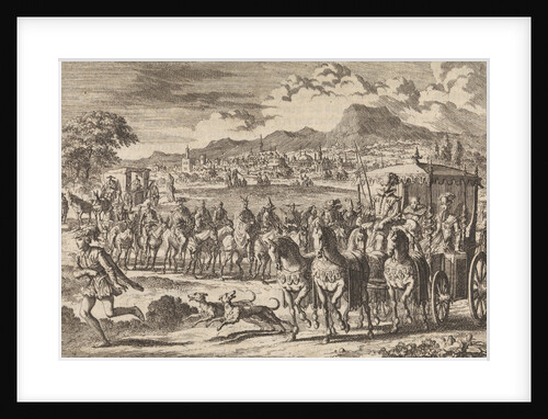 Don Pedro, regent of Portugal, goes from Lisbon to Alcantara after his marriage to Mary, Duchess of Aumale by Pieter van der Aa I