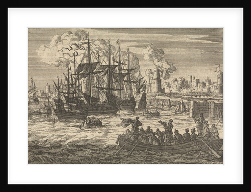 Port of Salé with the English fleet and a sloop of Turks, 1638 by Pieter van der Aa I