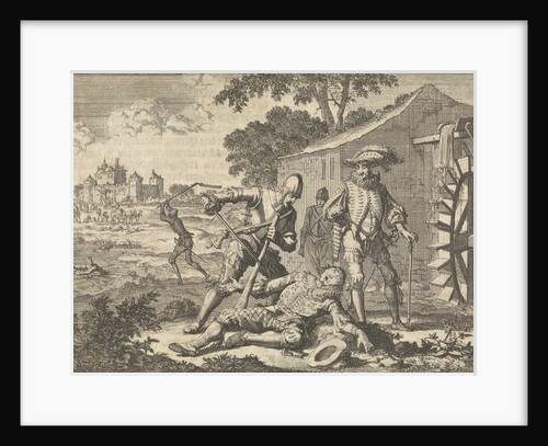 Count Wirich Philipp von Daun, Count Falkenstein, killed by Spaniards at a watermill by Pieter van der Aa I