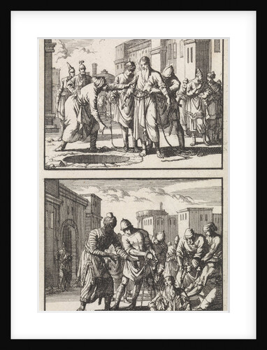 Jeremiah thrown into a pit, Jeremiah pulled out of the pit by Andries van Damme