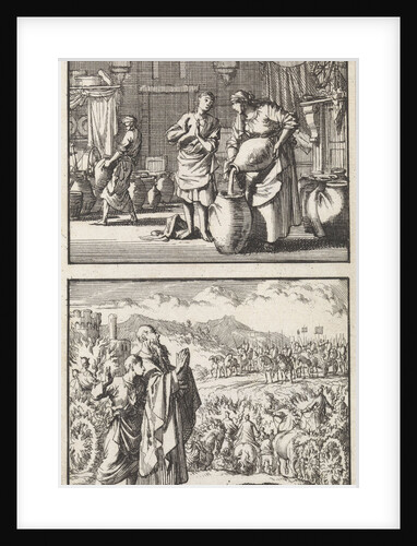 The widow of Zarephath fills the miraculous cruse of oil, Elisa's performance in the war against Syria by Andries van Damme