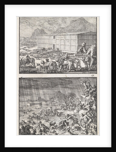 Noah loads all the animals in the Ark, The Flood by Jan Luyken