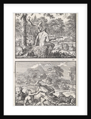 Adam and Eve in paradise, Abel beaten by Cain by Jan Luyken