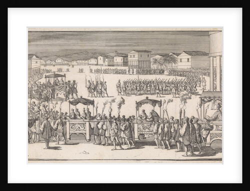 Grand parade to mark the arrival of Captain Charles Swan in Mindanao, Island in Philippines by Abraham de Hondt