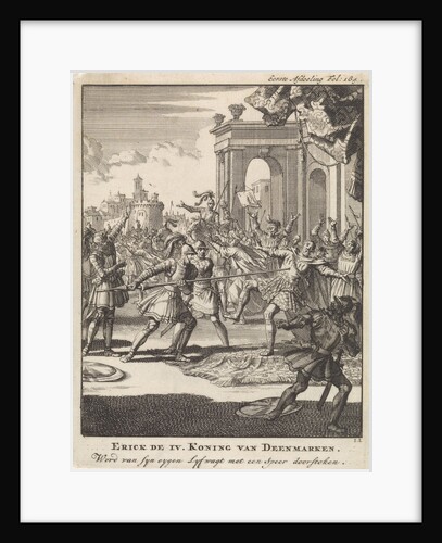 Eric IV of Denmark pierced by his own bodyguard with a spear, 1250 by Jan Claesz ten Hoorn