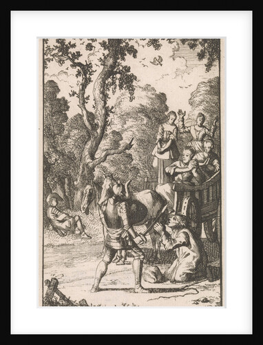 Don Clarazel attack a farmer who transports four women in his chariot by Nathanael Holbeex