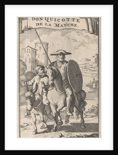 Don Quixote on horseback, Sancho next to him on a donkey by Pieter Mortier