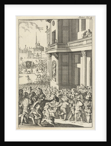Large popular uprising before the palace in Madrid, Spain by Willem Broedelet