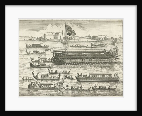 Bucentaurus surrounded by fourteen gondolas by Pieter Mortier